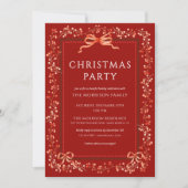 Invitation Fête de Noël Ruban Rouge Moderne (Devant)