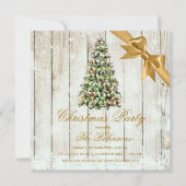 Invitation Fête de Noël | Ruban rustique Arbre et Or (Devant)