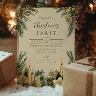 Invitation Fête de Noël Russe à la bougie Pinecone