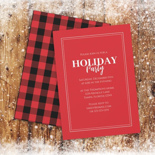 Invitation Fête de Noël Russe Buffalo Plaid