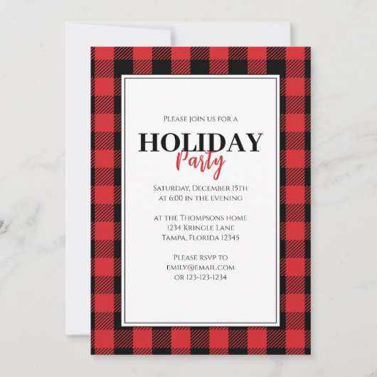Invitation Fête de Noël Russe Buffalo Plaid (Devant)