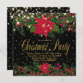 Invitation Fête de Noël Russe Rouge Poinsettia (Devant / Derrière)