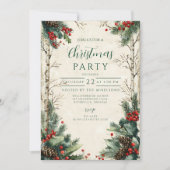 Invitation Fête de Noël Rustic Birch Pinecone (Devant)
