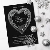 Invitation Fête de Noël Rustic Silver Heart