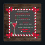 Invitation Fête de Noël Rustic Wood Chalkboard<br><div class="desc">Un Sucre de canne encadré de tableau noir avec des arcs d'angle et un cocktail de martini sur un arrière - plan en bois.</div>