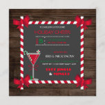 Invitation Fête de Noël Rustic Wood Chalkboard<br><div class="desc">Un Sucre de canne encadré de tableau noir avec des arcs d'angle et un cocktail de martini sur un arrière - plan en bois.</div>