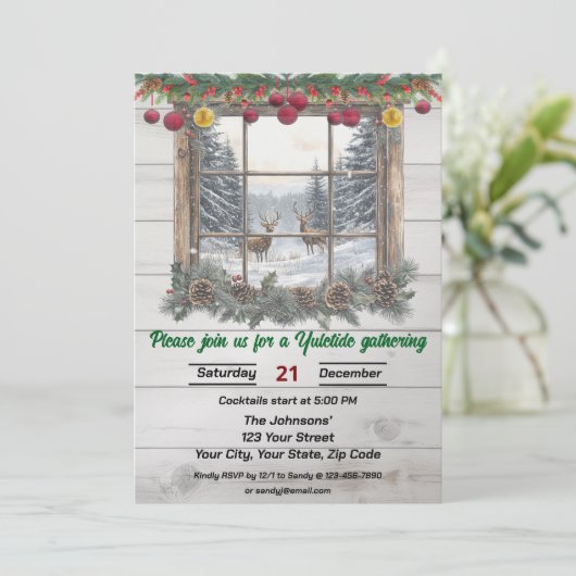 Invitation Fête de Noël rustique (Debout devant)