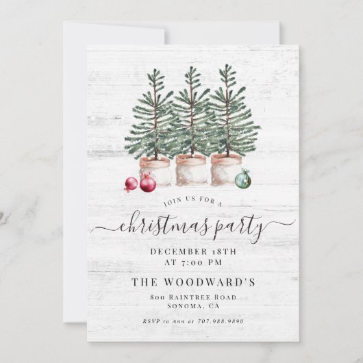 Invitation Fête de Noël rustique (Devant)