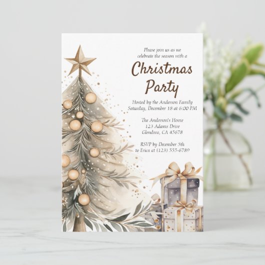 Invitation Fête de Noël rustique (Debout devant)