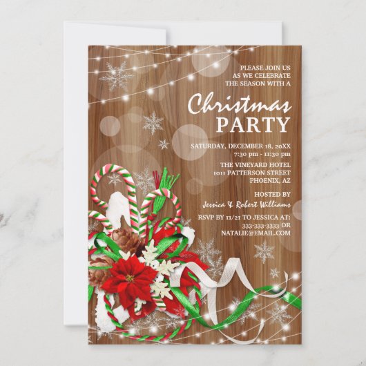 Invitation Fête de Noël rustique (Devant)