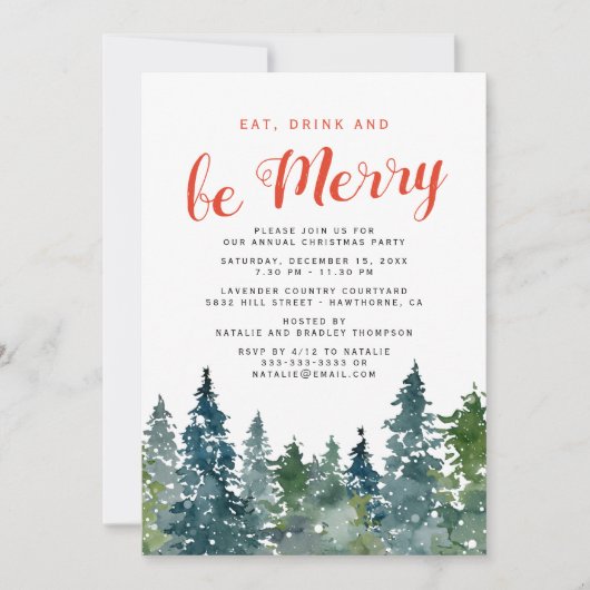 Invitation Fête de Noël rustique (Devant)