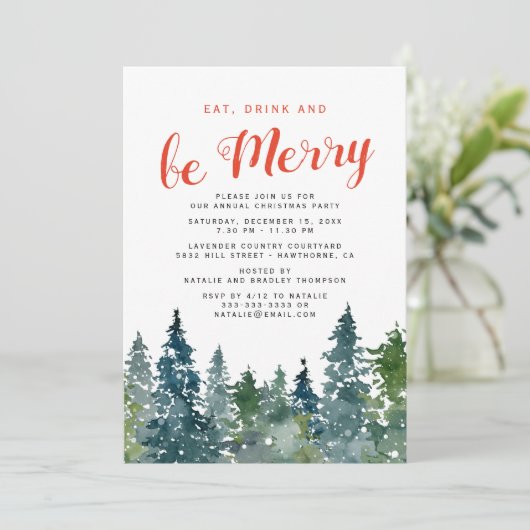 Invitation Fête de Noël rustique (Debout devant)