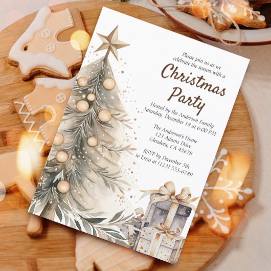 Invitation Fête de Noël rustique