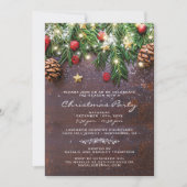 Invitation Fête de Noël rustique à la campagne (Devant)