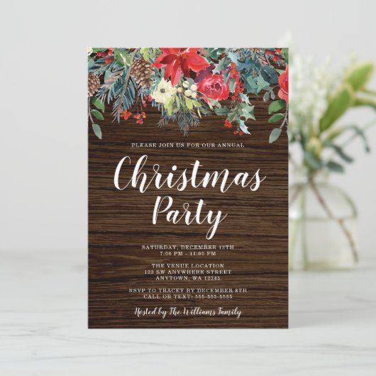 Invitation Fête de Noël Rustique aquarelle (Debout devant)