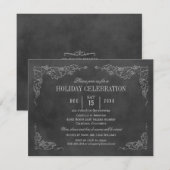Invitation Fête de Noël Rustique au Vin avec Tableau Noir (Devant / Derrière)