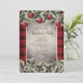 Invitation Fête de Noël Rustique Buffalo Plaid Gris Argent (Debout devant)