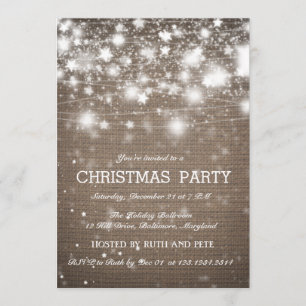 Invitation Fête de Noël Rustique Burlap