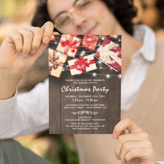 Invitation Fête de Noël rustique chaude