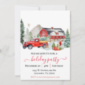 Invitation Fête de Noël rustique de la grange à l'aquarelle (Devant)