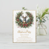 Invitation Fête de Noël rustique élégante avec cerf  (Debout devant)