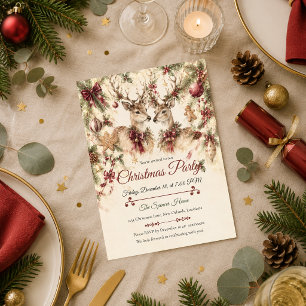 Invitation Fête de Noël rustique en forêt