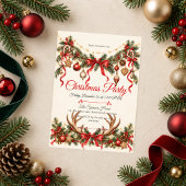 Invitation Fête de Noël rustique en forêt