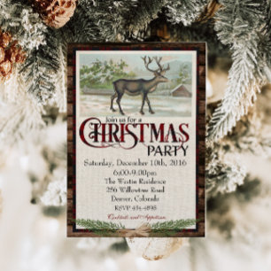 Invitation Fête de Noël Rustique en Forêt