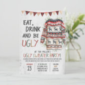 Invitation Fête de Noël rustique et moche (Debout devant)