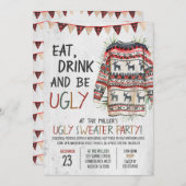 Invitation Fête de Noël rustique et moche (Devant / Derrière)