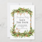 Invitation Fête de Noël rustique et verdoyante Sauvez la date (Devant)