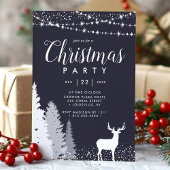 Invitation Fête de Noël Rustique Hiver Cerf Forêt Bleue