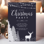 Invitation Fête de Noël Rustique Hiver Cerf Forêt Bleue