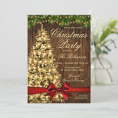 Invitation Fête de Noël rustique | Lumières de l'arbre de Noë (Debout devant)