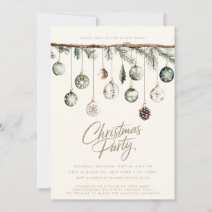 Invitation Fête de Noël rustique minimaliste nature simple