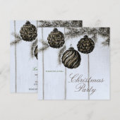 Invitation Fête de Noël Rustique Noir et Blanc (Devant / Derrière)