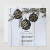 Invitation Fête de Noël Rustique Noir et Blanc (Dos)
