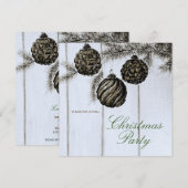 Invitation Fête de Noël rustique noir et blanc (Devant / Derrière)