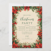 Invitation Fête de Noël Rustique Poinsettia Pine (Devant)