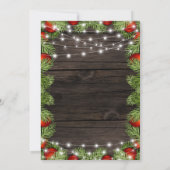 Invitation Fête de Noël rustique rouge et vert (Dos)