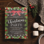 Invitation Fête de Noël rustique rouge et vert