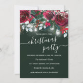 Invitation Fête de Noël Rustique Rouge Vert Floral Étincelle (Devant)
