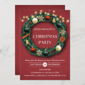 Invitation Fête de Noël Rustique Wreath (Devant / Derrière)