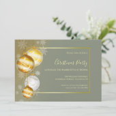 Invitation Fête de Noël Sage & Gold (Debout devant)