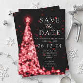 Invitation Fête de Noël Sauvegarder La Date Arbre Glam Rouge