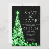 Invitation Fête de Noël Sauvez La Date Green Tree Glam (Devant)