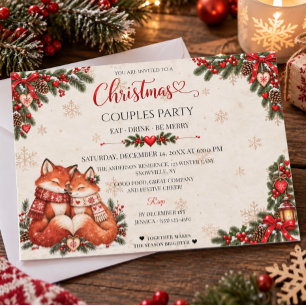 Invitation Fête de Noël scandinave des couples Cozy Fox