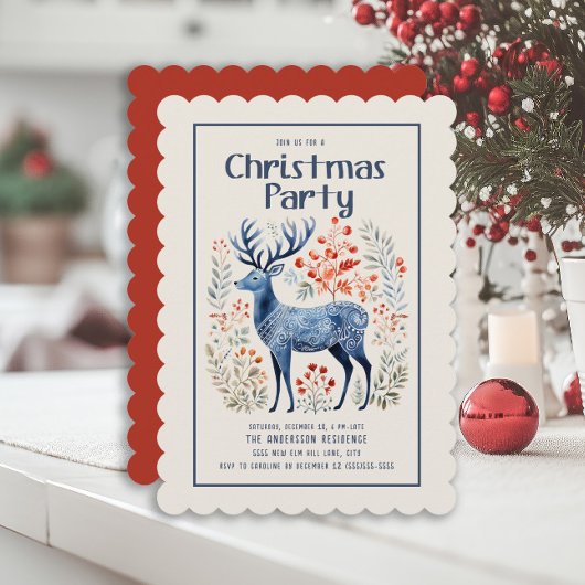 Invitation Fête de Noël scandinave nordique avec cerf