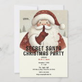 Invitation Fête de Noël Secrète Santa Rustique et Fantaisiste (Devant)