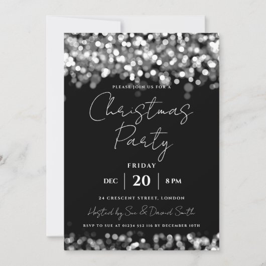 Invitation Fête de Noël Silver brillant (Devant)